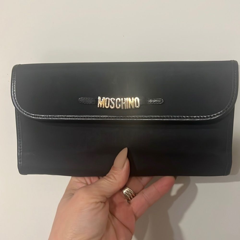 Moschino Nylon and Leather Long Wallet